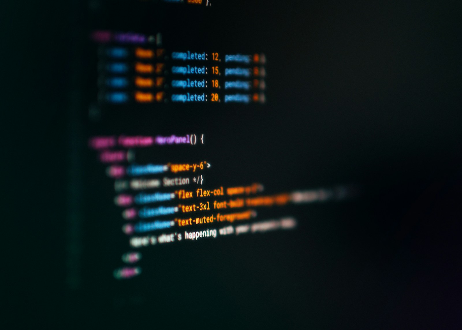 Syntax-highlighted code, senior engineers writing production code